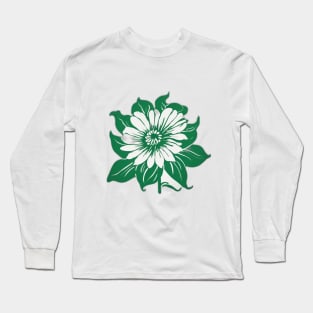 Green and White Floral Elegance Graphic Design No. 520 Long Sleeve T-Shirt